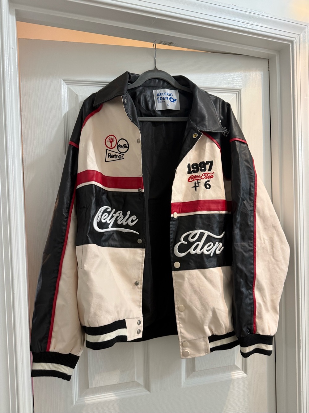 Aelfric Eden Black, Cream & Red Retro 1997 Varsity Jacket